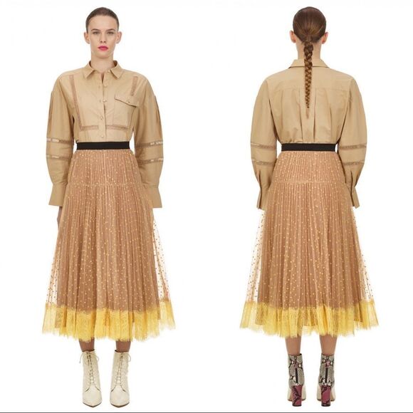 Self-Portrait Polka Dot MIDI Skirt - Picture 2 of 13